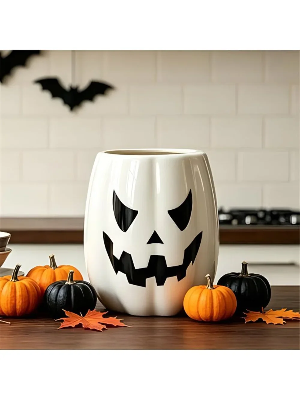 Halloween Kitchen Decor, Ceramic Halloween Pumpkin Utensil Holder